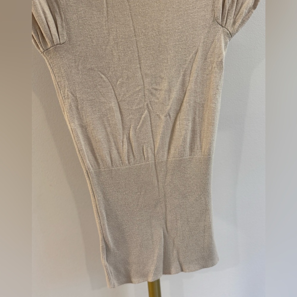 BEBE • Beige Ruffle-Shoulder Dress - Picture 8 of 8